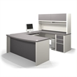 Bowery Hill Contemporary Wood U-Shaped Workstation in Sandstone/Gray
