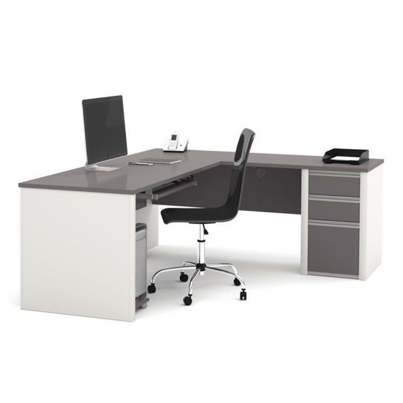 Bowery Hill Manufactured Wood Sandstone L-Shaped Desk Reversible 65.75