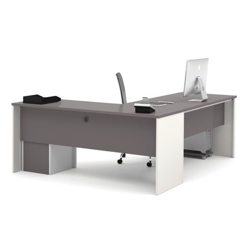 Bowery Hill Manufactured Wood Sandstone L-Shaped Desk Reversible 65.75