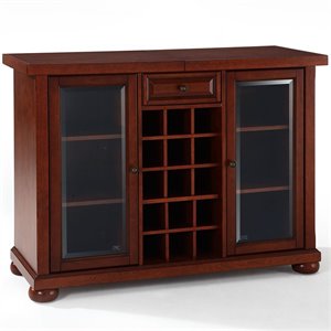 bowery hill sliding top home bar cabinet in vintage mahogany