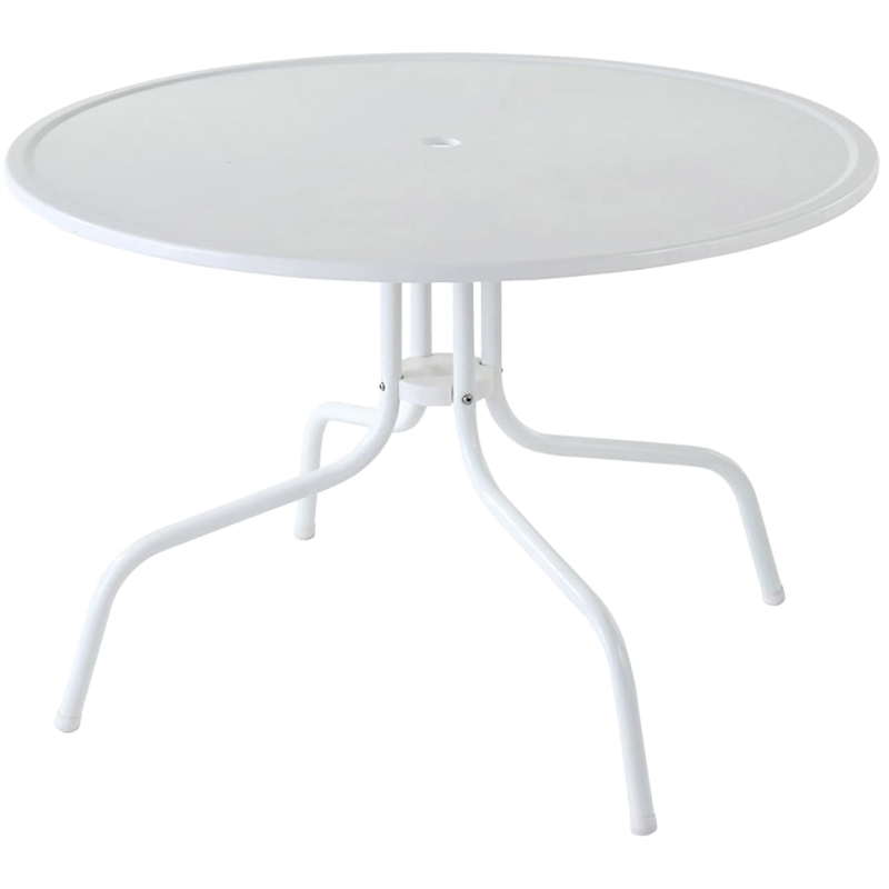 Bowery Hill Round Metal Dining Table in White