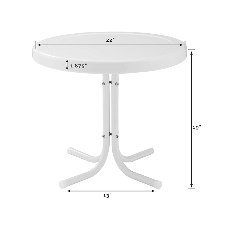 Bowery Hill Round Metal Dining Table in White