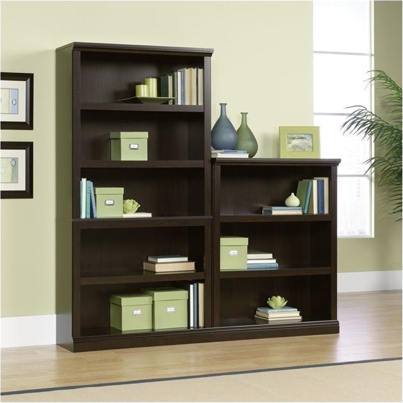 Bowery Hill 3 Shelves Modern Wood Bookcase in Jamocha Wood Black