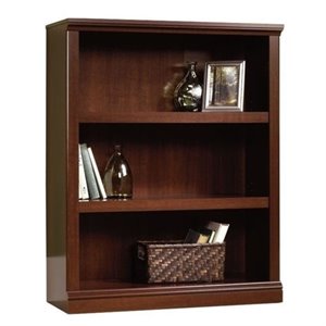 bowery hill traditional engineered wood 3 shelf bookcase in select cherry