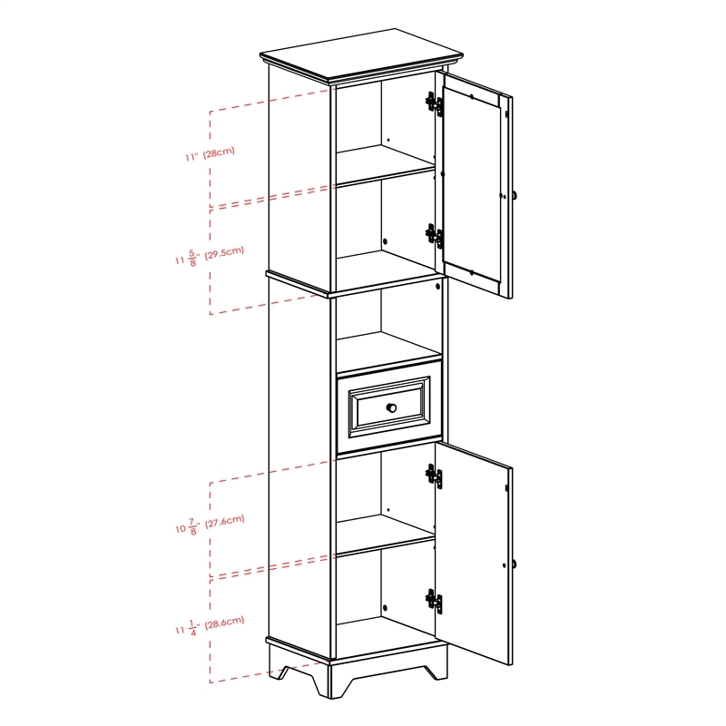 Bowery Hill Adjustable Shelf Modern Solid Wood Tall Linen Cabinet in Black