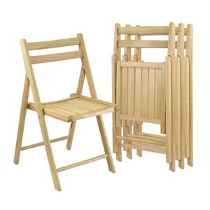 bowery hill folding chair in beech (set of 4)