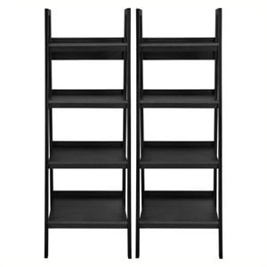 Bowery Hill 4 Shelf Ladder Bookcase in Black (Set of 2)