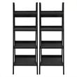 Bowery Hill 4 Shelf Ladder Bookcase in Black (Set of 2)