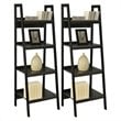 Bowery Hill 4 Shelf Ladder Bookcase in Black (Set of 2)