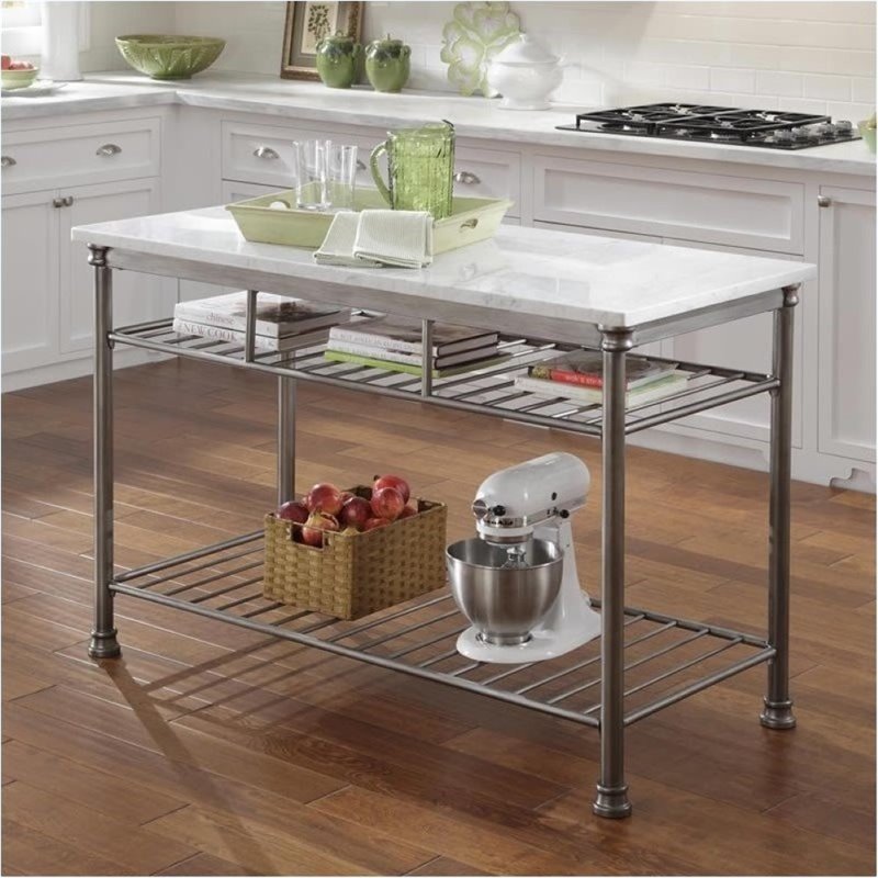 Bowery Hill Kitchen Island with Marble Veneer Top BH426022