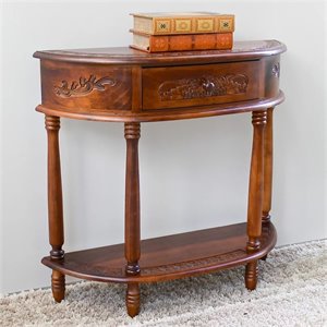 bowery hill half moon console table in walnut stain