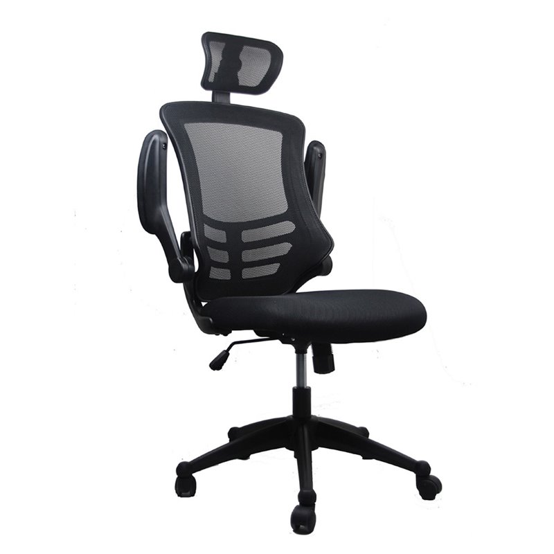 Bowery Hill Executive High Back Office Chair with Headrest in Black