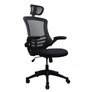 bowery hill executive high back office chair with headrest in black