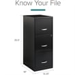 Bowery Hill Modern 3-Drawers Vertical Black Metal Filing Cabinet Pre-assembled