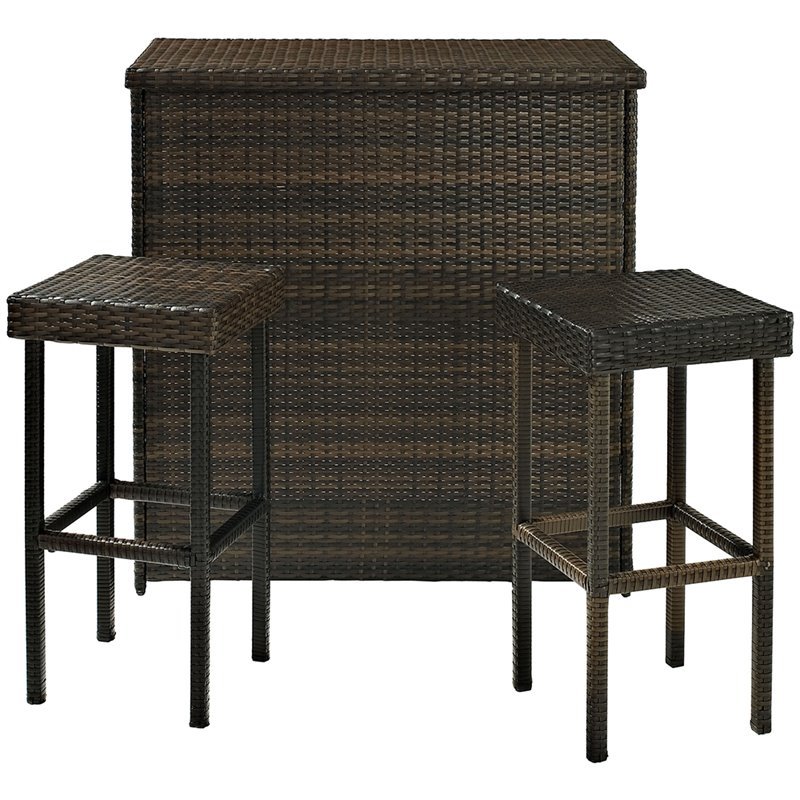 Bowery Hill 3 Piece Wicker Patio Pub Set