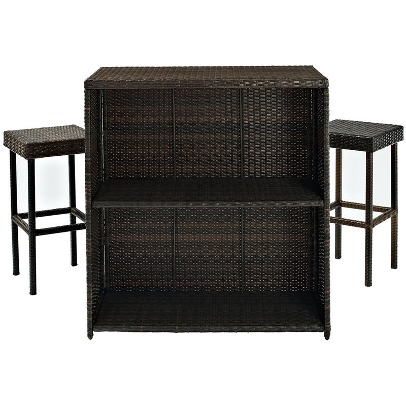 Bowery Hill 3 Piece Wicker Patio Pub Set