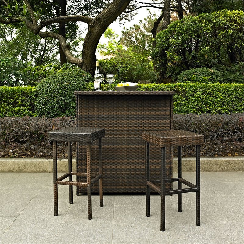 Bowery Hill 3 Piece Wicker Patio Pub Set