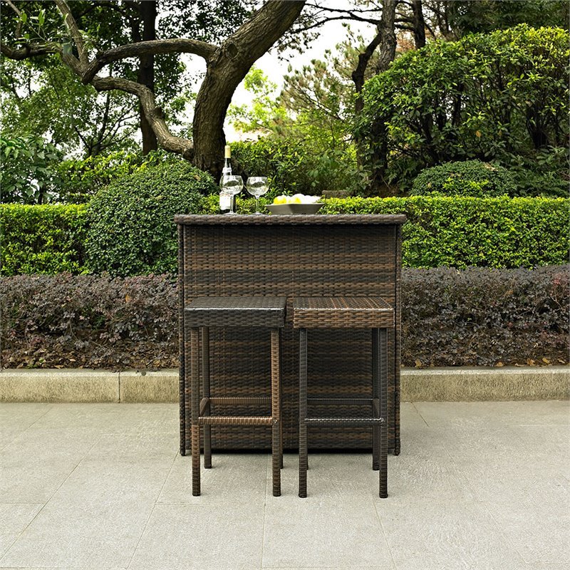 Bowery Hill 3 Piece Wicker Patio Pub Set