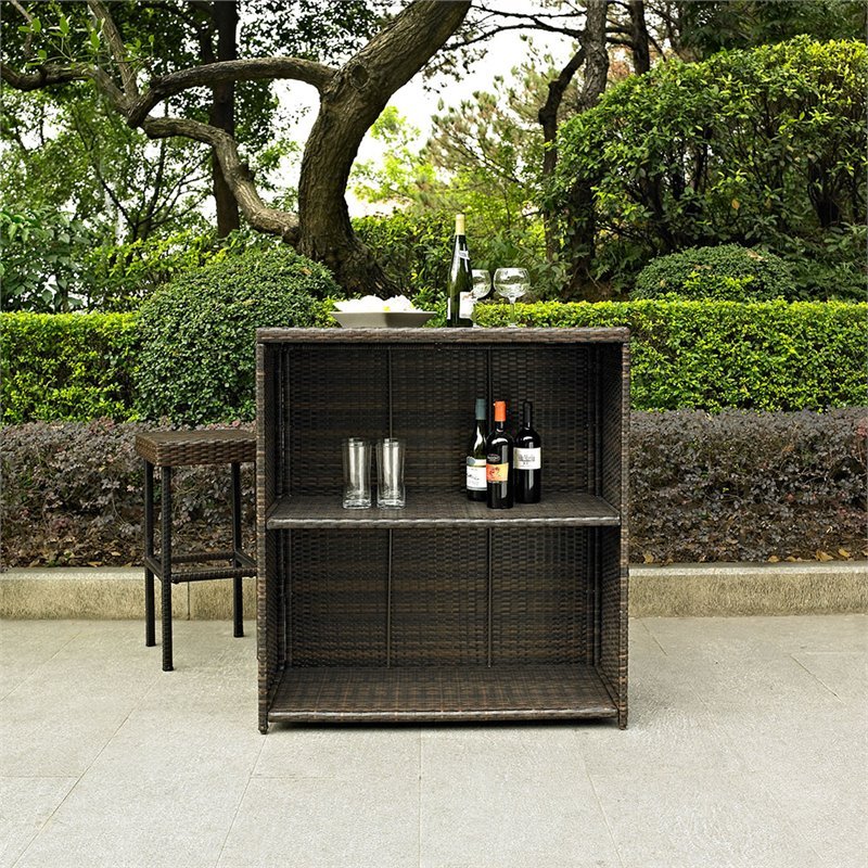 Bowery Hill 3 Piece Wicker Patio Pub Set