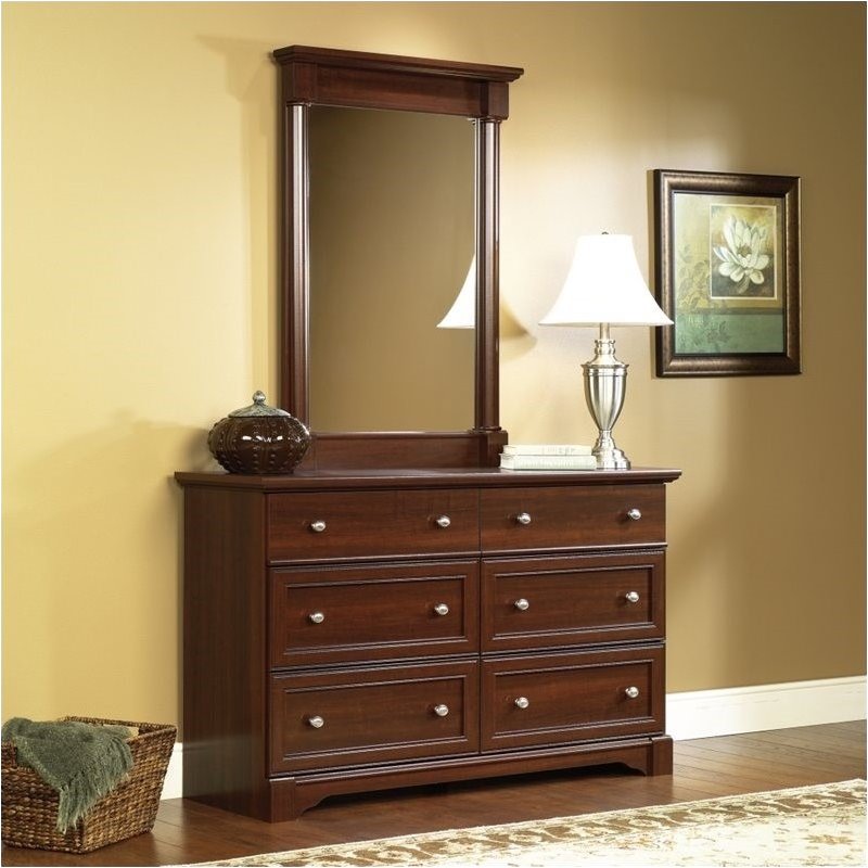 Bowery Hill 6 Drawer Cherry Wood Dressers With Extra Deep Drawers