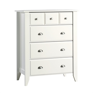 Bowery Hill Four Deep Drawers Wood Bedroom Chest in Soft White