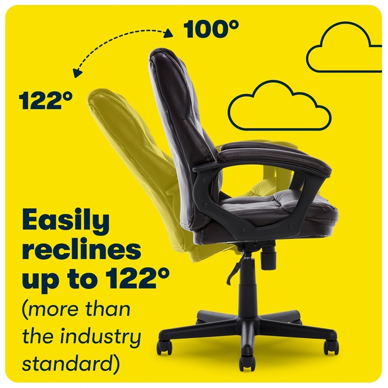 Bowery Hill Traditional Faux Leather Managers Office Chair in Chestnut Brown