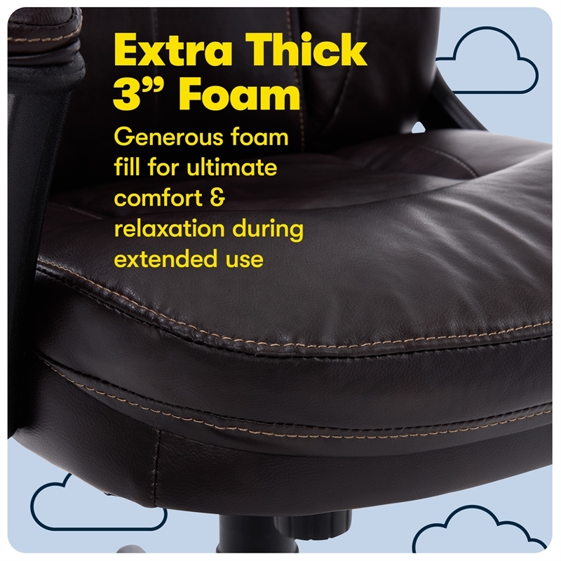 Bowery Hill Traditional Faux Leather Managers Office Chair in Chestnut Brown