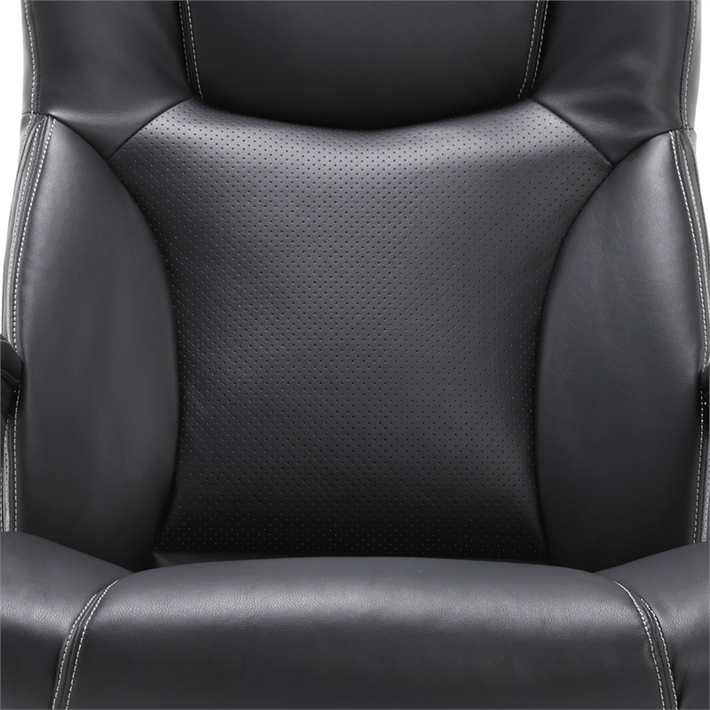 Bowery Hill Adjustable Height Modern Faux Leather Office Chair in Black