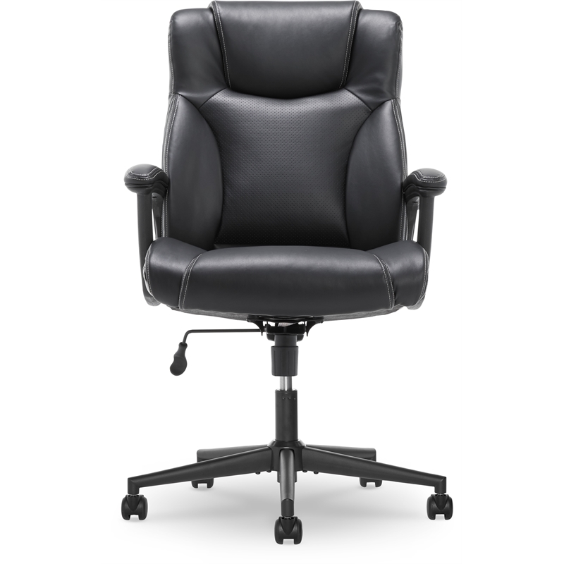Bowery Hill Adjustable Height Modern Faux Leather Office Chair in Black