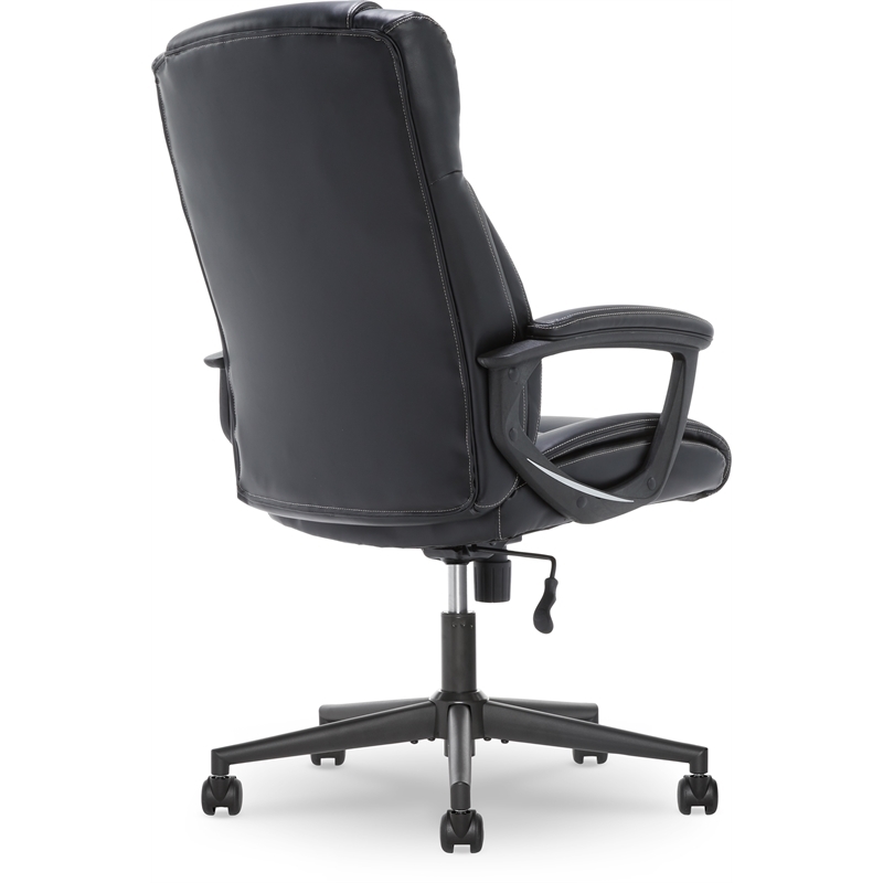 Bowery Hill Adjustable Height Modern Faux Leather Office Chair in Black