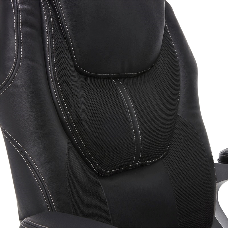 Bowery Hill Faux Leather Executive Office Chair w/ Adjustable Tilt in Black