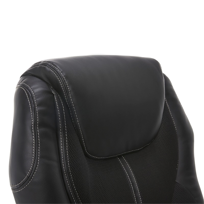 Bowery Hill Faux Leather Executive Office Chair w/ Adjustable Tilt in Black