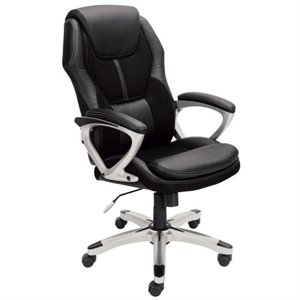 bowery hill faux leather office chair in puresoft black
