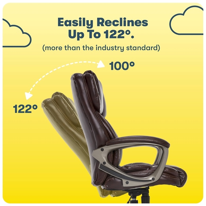 Bowery Hill Traditional Faux Leather Executive Office Chair in Brown