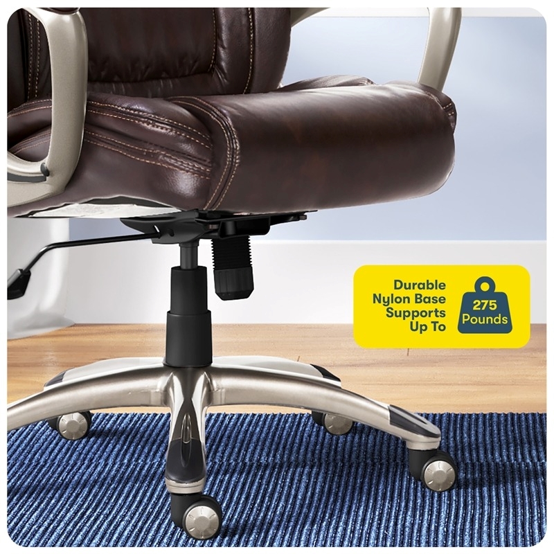 Bowery Hill Traditional Faux Leather Executive Office Chair in Brown