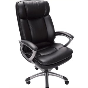 bowery hill faux leather office chair in puresoft black