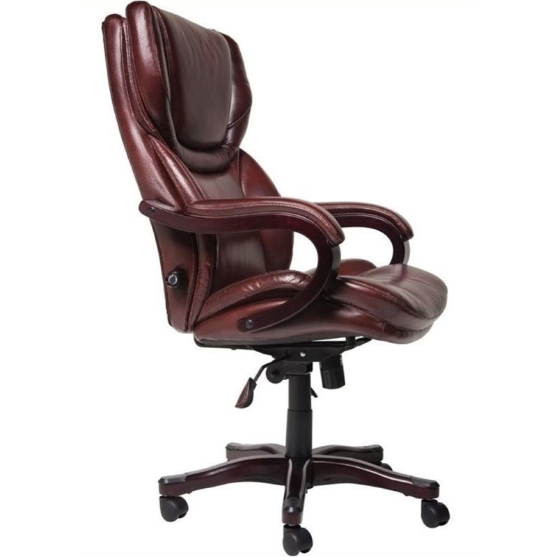 Bowery Hill Bonded Leather Executive Office Chair in Brown
