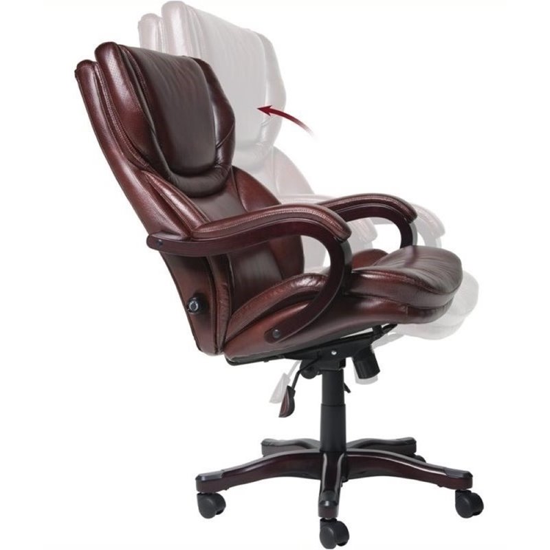 Bowery Hill Bonded Leather Executive Office Chair in Brown