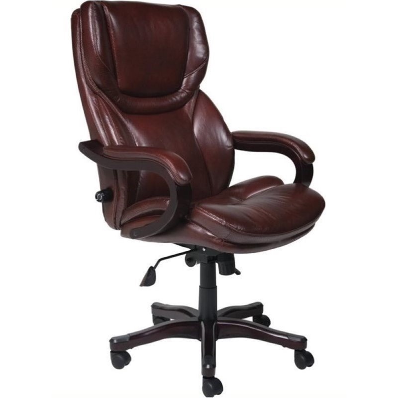 Bowery Hill Bonded Leather Executive Office Chair in Brown