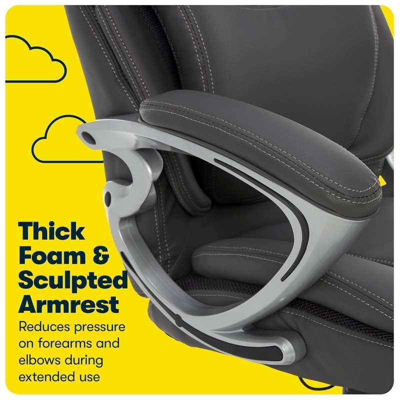 Bowery Hill Faux Leather Executive Office Chair with AIR Technology in Gray