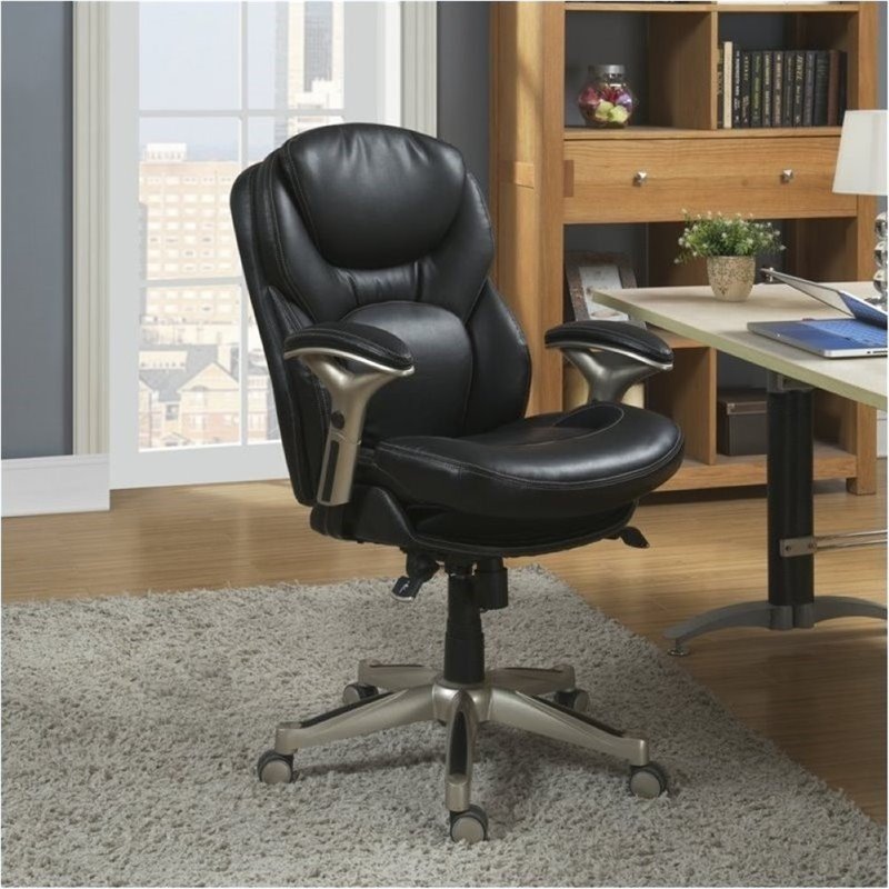 Bowery Hill Bonded Leather Office Chair in Black