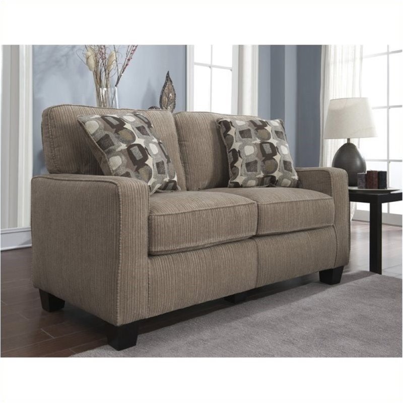 Bowery Hill Modern Fabric Loveseat in Beige