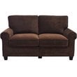 Bowery Hill Traditional Fabric Loveseat with 2 Pillows in Rye Brown