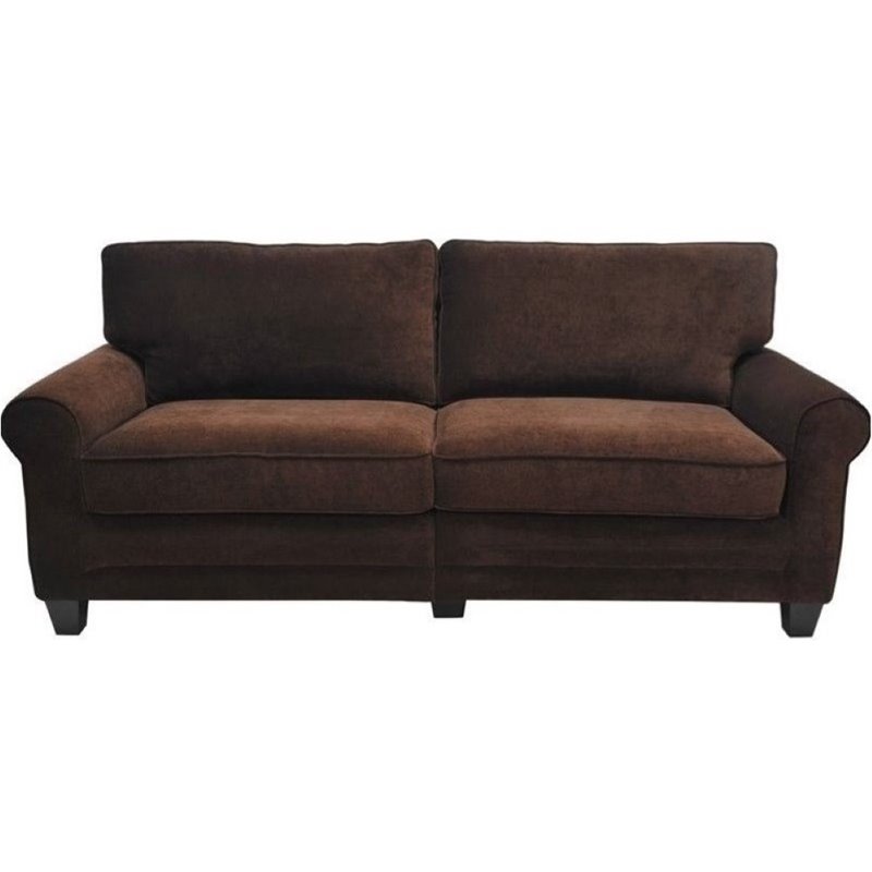 Bowery Hill Contemporary Fabric Upholstered Sofa in Rye Brown
