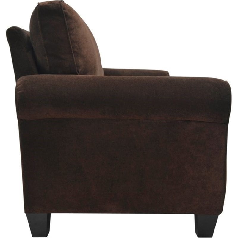 Bowery Hill Contemporary Fabric Upholstered Sofa in Rye Brown