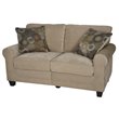 Bowery Hill Traditional Velvet Fabric Loveseat with 2 Pillows in Marzipan Beige