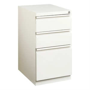 Bowery Hill 20&quot 3-Drawer Modern Metal Mobile Pedestal Filing Cabinet in White