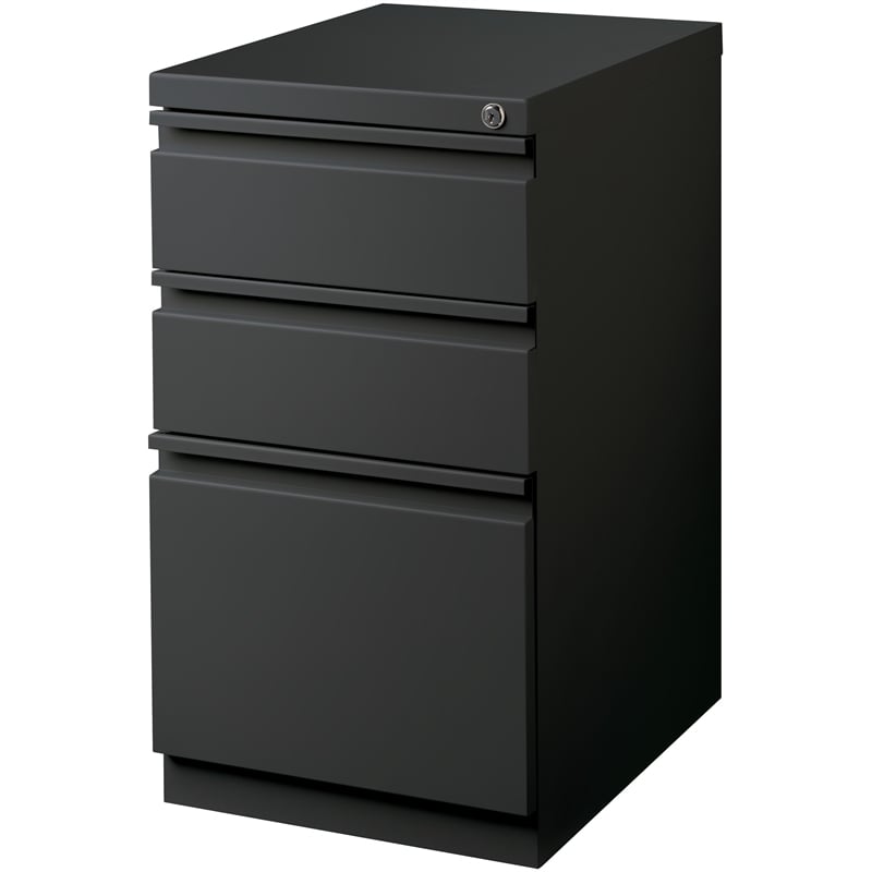 Bowery Hill 3-Drawer Modern Metal Mobile Pedestal Filing Cabinet in Charcoal