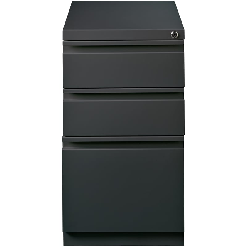 Bowery Hill 3-Drawer Modern Metal Mobile Pedestal Filing Cabinet in Charcoal