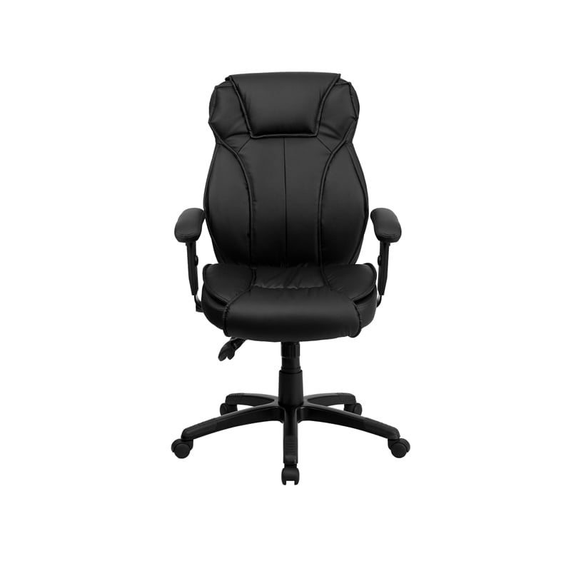 Bowery Hill High Back Leather Executive Office Chair in Black